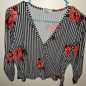 Soft floral and striped crop top